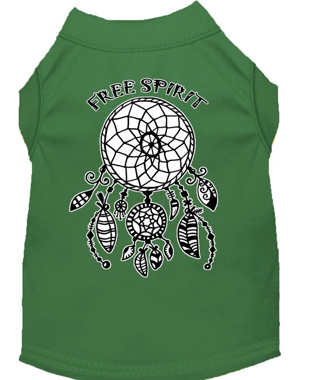 Free Spirit Screen Print Dog Shirt Green XS